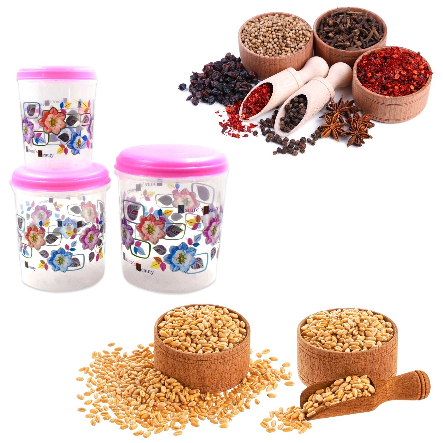 Versatile 3-piece storage container set for organizing various items. Versatile 3-piece storage container set for organizing various items.